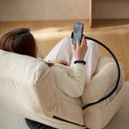 Beige Boucle Swivel Recliner, 5-Angle Adjustable Backrest & Headrest, 360° Rotation, Single
