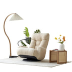 Beige Boucle Swivel Recliner, 5-Angle Adjustable Backrest & Headrest, 360° Rotation, Single