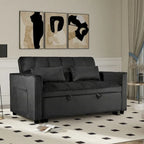Sofá Cama Convertible Negro Terciopelo – Extraíble, 2 Plazas