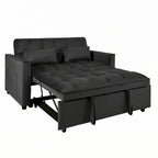 Sofá Cama Convertible Negro Terciopelo – Extraíble, 2 Plazas