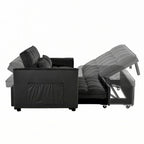 Sofá Cama Convertible Negro Terciopelo – Extraíble, 2 Plazas