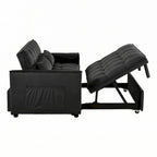 Sofá Cama Convertible Negro Terciopelo – Extraíble, 2 Plazas