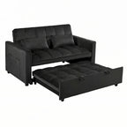 Sofá Cama Convertible Negro Terciopelo – Extraíble, 2 Plazas