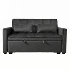 Sofá Cama Convertible Negro Terciopelo – Extraíble, 2 Plazas