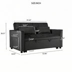 Sofá Cama Convertible Negro Terciopelo – Extraíble, 2 Plazas