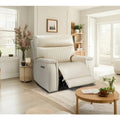 Reclinable eléctrico de piel en crema/verde/azul con gravedad cero, un asiento