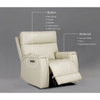 Reclinable eléctrico de piel en crema/verde/azul con gravedad cero, un asiento
