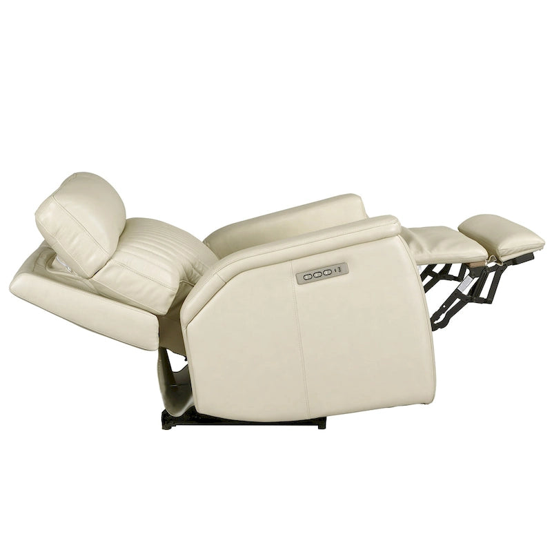 Cream/Green/Blue Leather Power Recliner with Zero Gravity, Single Seat