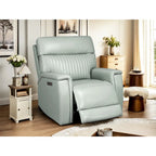 Reclinable eléctrico de piel en crema/verde/azul con gravedad cero, un asiento