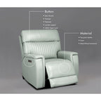 Reclinable eléctrico de piel en crema/verde/azul con gravedad cero, un asiento