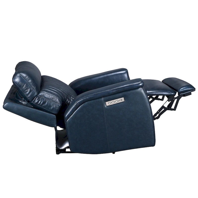 Reclinable eléctrico de piel en crema/verde/azul con gravedad cero, un asiento