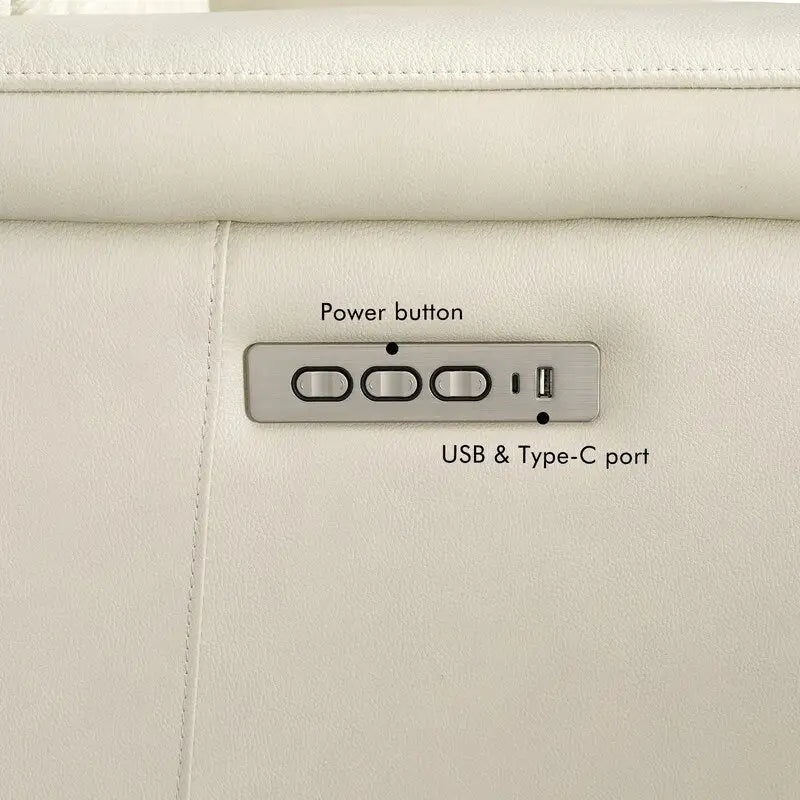 Reclinable eléctrico de piel en crema/verde/azul con gravedad cero, un asiento