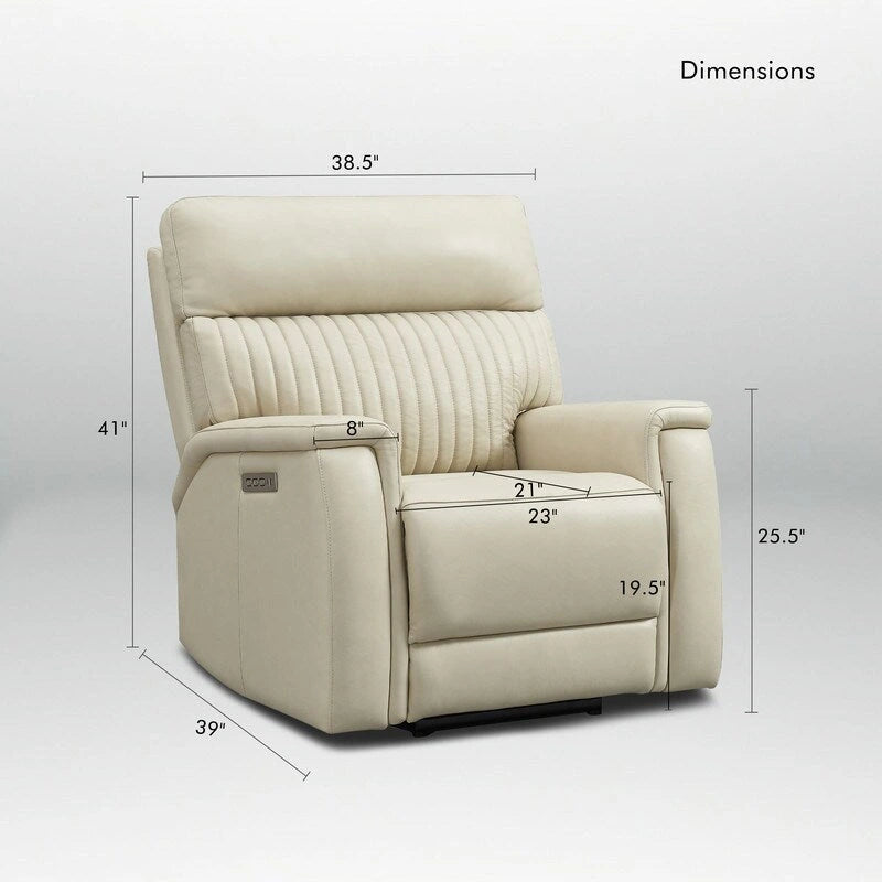 Reclinable eléctrico de piel en crema/verde/azul con gravedad cero, un asiento