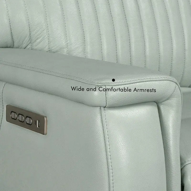Reclinable eléctrico de piel en crema/verde/azul con gravedad cero, un asiento