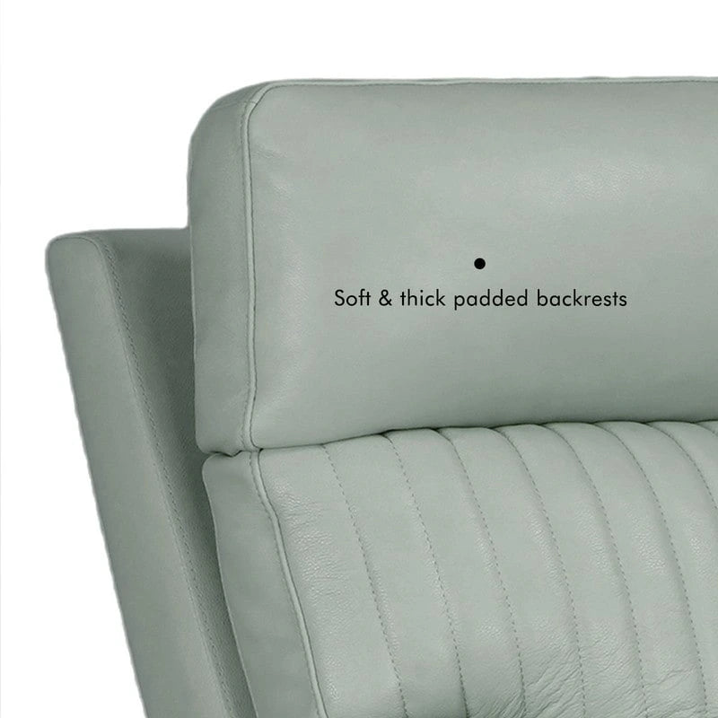 Reclinable eléctrico de piel en crema/verde/azul con gravedad cero, un asiento