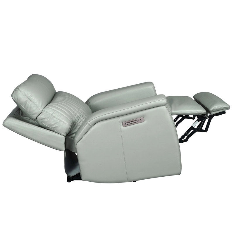 Reclinable eléctrico de piel en crema/verde/azul con gravedad cero, un asiento