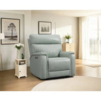 Reclinable eléctrico de piel en crema/verde/azul con gravedad cero, un asiento