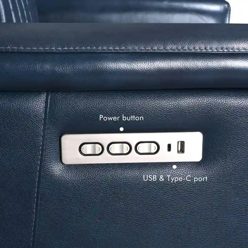 Reclinable eléctrico de piel en crema/verde/azul con gravedad cero, un asiento