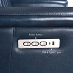 Reclinable eléctrico de piel en crema/verde/azul con gravedad cero, un asiento