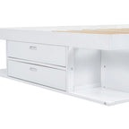 Cama de plataforma Queen blanca con cajones y estantes de almacenamiento, 1 persona