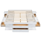 Cama de plataforma Queen blanca con cajones y estantes de almacenamiento, 1 persona
