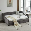 Cama nido doble de algodón a rayas grises/beige con cajones de almacenamiento, asientos y capacidad para 1 persona