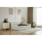 Cama nido doble de algodón a rayas grises/beige con cajones de almacenamiento, asientos y capacidad para 1 persona