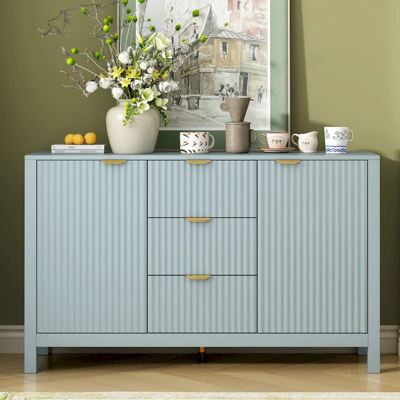 Black / White / Cyan Entryway Storage Cabinet, 3-Drawer, Soft-Close, 1-Person