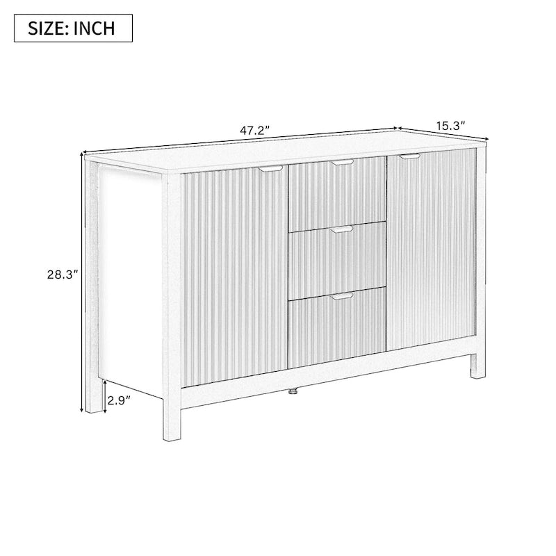 Black / White / Cyan Entryway Storage Cabinet, 3-Drawer, Soft-Close, 1-Person