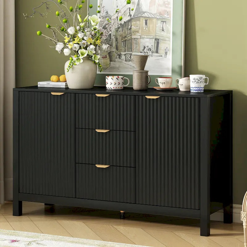 Black / White / Cyan Entryway Storage Cabinet, 3-Drawer, Soft-Close, 1-Person
