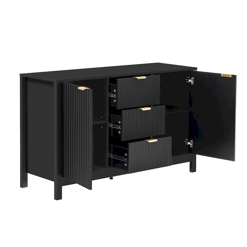 Black / White / Cyan Entryway Storage Cabinet, 3-Drawer, Soft-Close, 1-Person