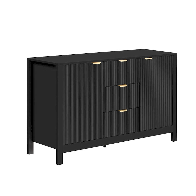Black / White / Cyan Entryway Storage Cabinet, 3-Drawer, Soft-Close, 1-Person