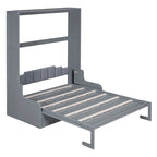 Cama de pared Queen Murphy con cojín – Espresso / Gris / Blanco, Duerme 1