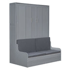 Cama de pared Queen Murphy con cojín – Espresso / Gris / Blanco, Duerme 1