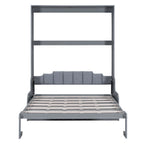 Cama de pared Queen Murphy con cojín – Espresso / Gris / Blanco, Duerme 1