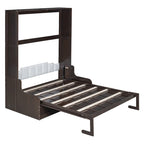 Cama de pared Queen Murphy con cojín – Espresso / Gris / Blanco, Duerme 1