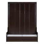 Cama de pared Queen Murphy con cojín – Espresso / Gris / Blanco, Duerme 1