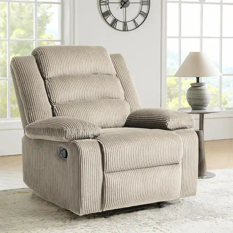 Beige / Dark Grey / Oatmeal / Grey Green, Corduroy & Cotton Manual Recliner Chair