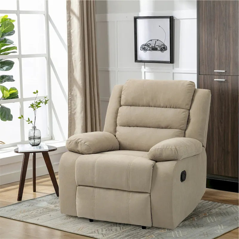 Beige / Dark Grey / Oatmeal / Grey Green, Corduroy & Cotton Manual Recliner Chair