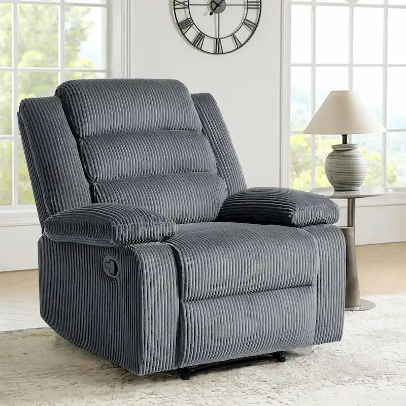 Beige / Dark Grey / Oatmeal / Grey Green, Corduroy & Cotton Manual Recliner Chair