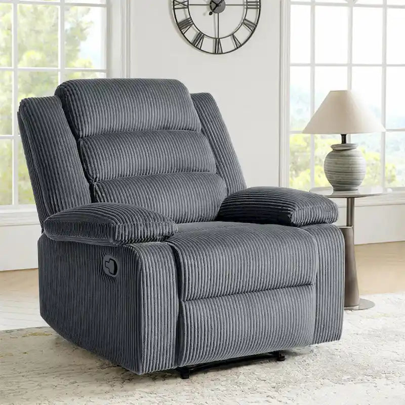 Beige / Dark Grey / Oatmeal / Grey Green, Corduroy & Cotton Manual Recliner Chair