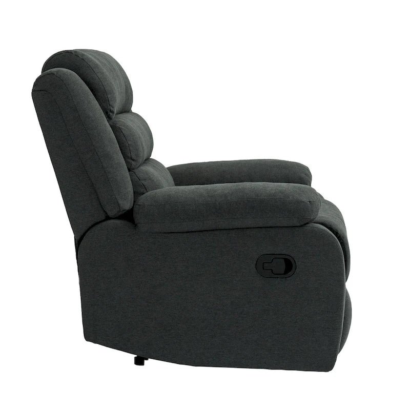 Sillón reclinable manual de pana y algodón beige / gris oscuro / avena / verde gris