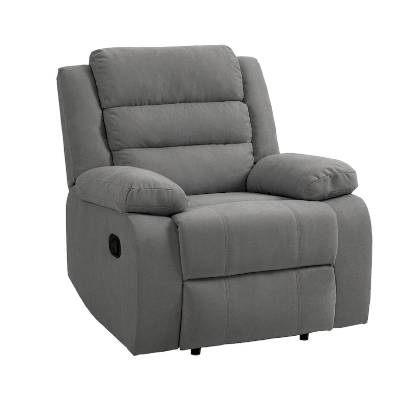 Sillón reclinable manual de pana y algodón beige / gris oscuro / avena / verde gris