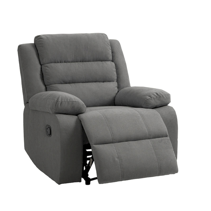 Sillón reclinable manual de pana y algodón beige / gris oscuro / avena / verde gris