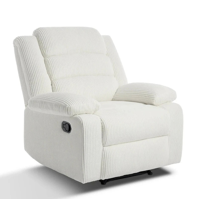 Sillón reclinable manual de pana y algodón beige / gris oscuro / avena / verde gris