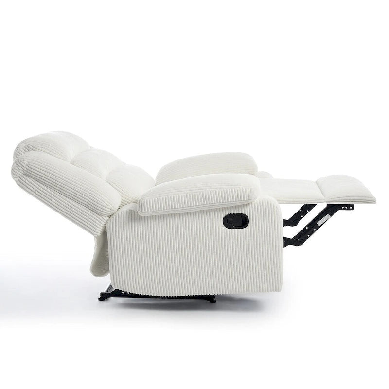 Sillón reclinable manual de pana y algodón beige / gris oscuro / avena / verde gris