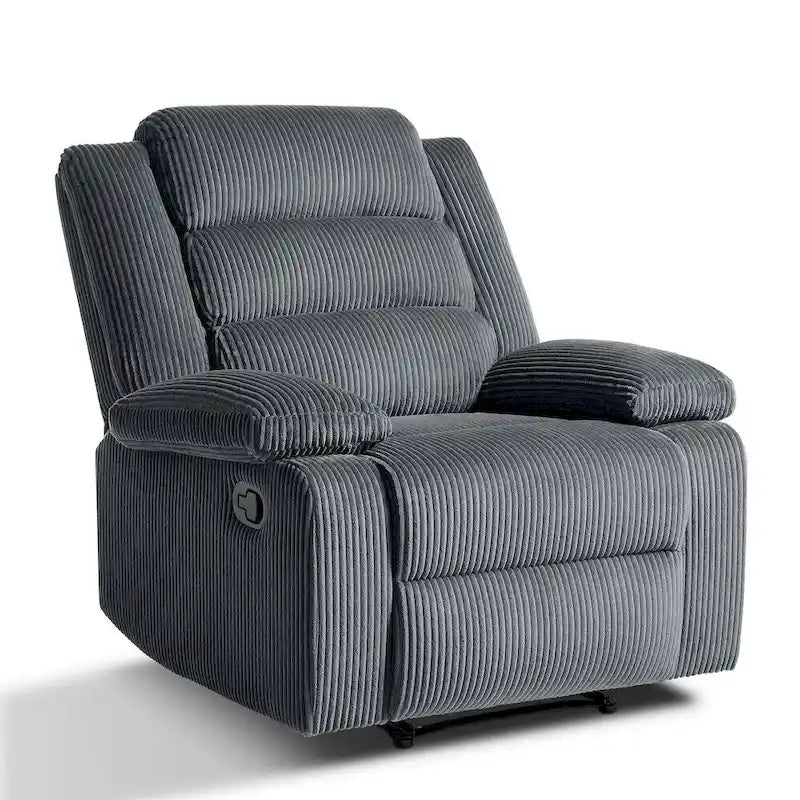 Sillón reclinable manual de pana y algodón beige / gris oscuro / avena / verde gris