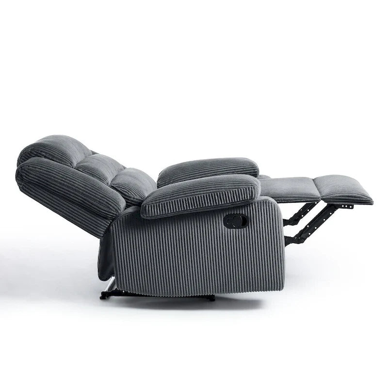 Sillón reclinable manual de pana y algodón beige / gris oscuro / avena / verde gris