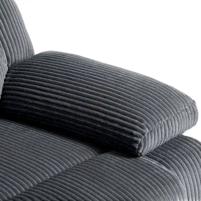 Sillón reclinable manual de pana y algodón beige / gris oscuro / avena / verde gris