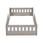 Natural & White Twin Platform Bed with Side Guardrail, Pine Wood, 1-Person